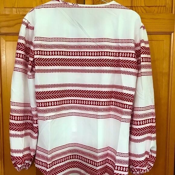 Boho‎ Peasant Blouse White & Red Size Large - Picture 6 of 9